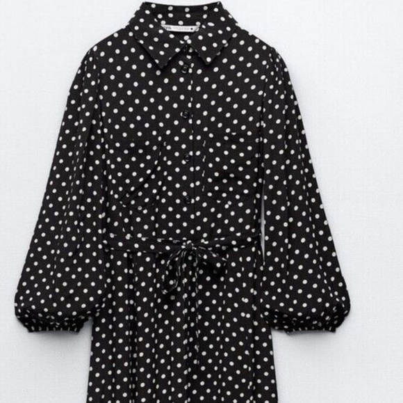 Zara Pocket Dot Shirt Dress - Picture 4 of 7